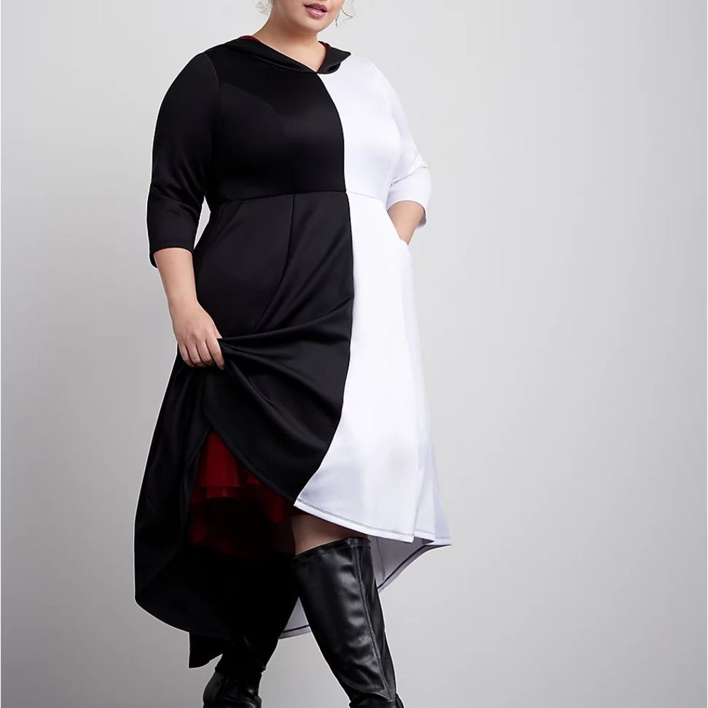 ♥️NWT TORRID DISNEY VILLAINS COSTUME CRUELLA HOODED DRESS - PLUS SIZE 4X